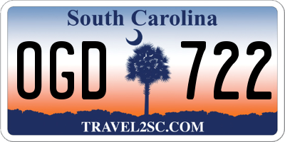 SC license plate OGD722