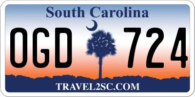SC license plate OGD724