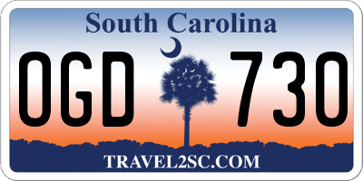 SC license plate OGD730
