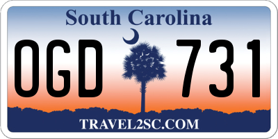 SC license plate OGD731