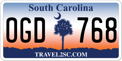 SC license plate OGD768