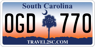 SC license plate OGD770