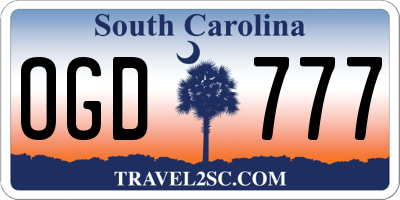 SC license plate OGD777