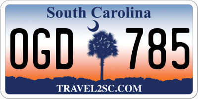 SC license plate OGD785