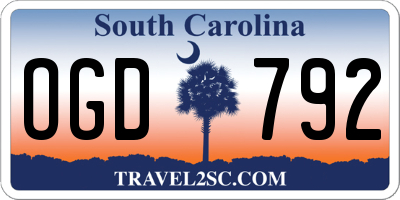 SC license plate OGD792