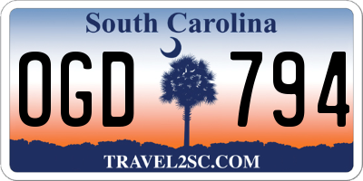 SC license plate OGD794