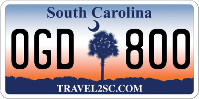 SC license plate OGD800