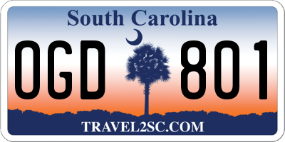 SC license plate OGD801