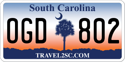 SC license plate OGD802