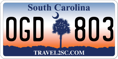 SC license plate OGD803