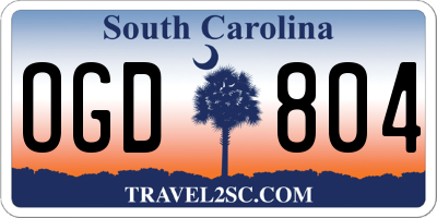 SC license plate OGD804