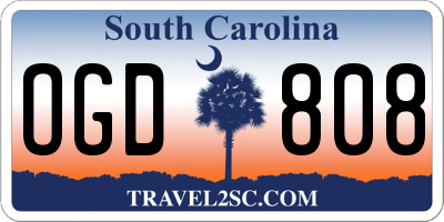 SC license plate OGD808