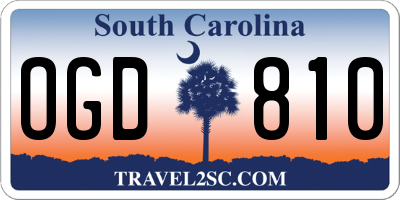 SC license plate OGD810