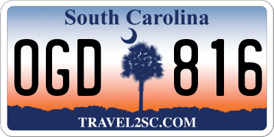 SC license plate OGD816