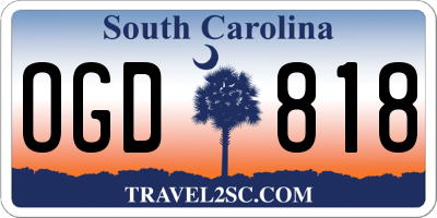 SC license plate OGD818