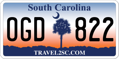 SC license plate OGD822