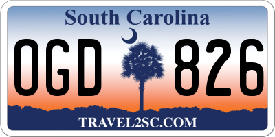 SC license plate OGD826