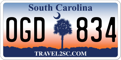 SC license plate OGD834