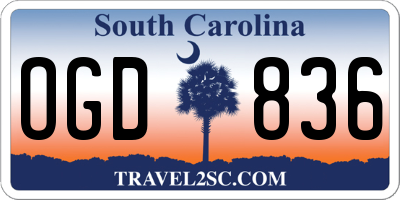 SC license plate OGD836