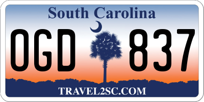 SC license plate OGD837
