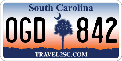 SC license plate OGD842