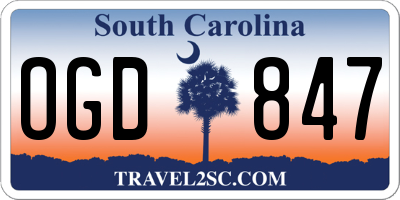 SC license plate OGD847