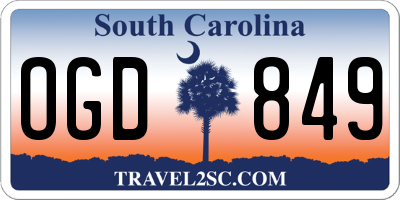 SC license plate OGD849