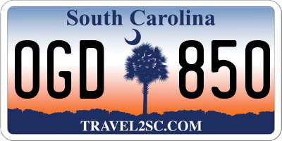 SC license plate OGD850