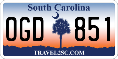 SC license plate OGD851