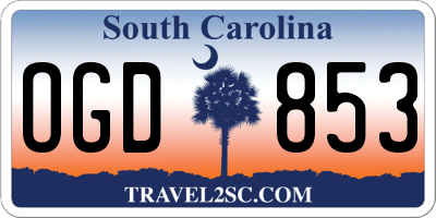 SC license plate OGD853