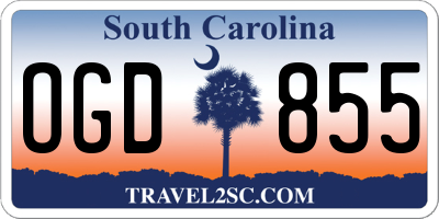 SC license plate OGD855