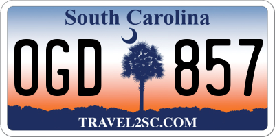 SC license plate OGD857