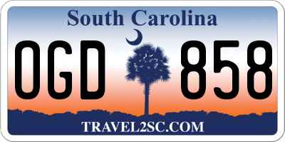 SC license plate OGD858