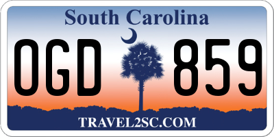 SC license plate OGD859
