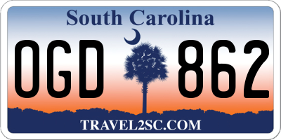 SC license plate OGD862