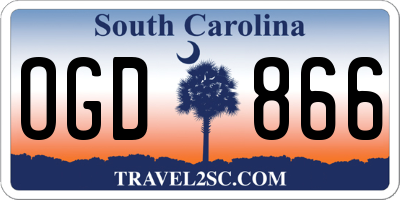 SC license plate OGD866