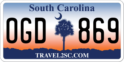 SC license plate OGD869