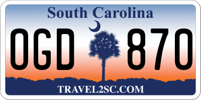 SC license plate OGD870