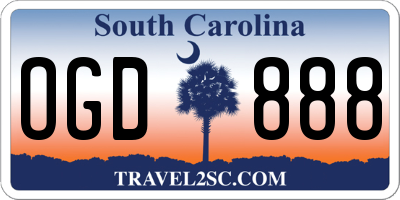 SC license plate OGD888