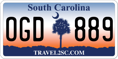 SC license plate OGD889