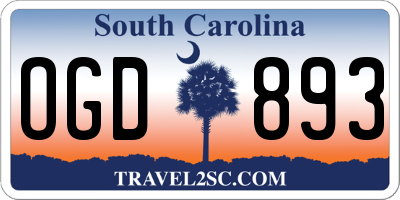 SC license plate OGD893
