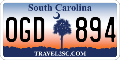SC license plate OGD894