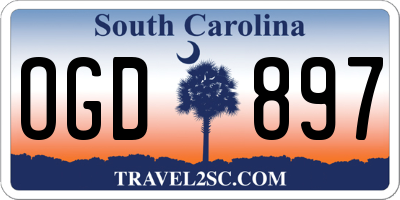 SC license plate OGD897