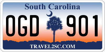 SC license plate OGD901
