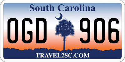 SC license plate OGD906