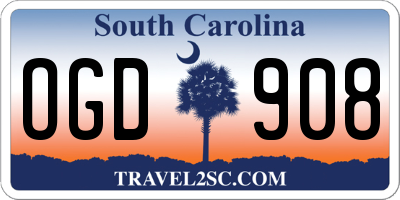 SC license plate OGD908