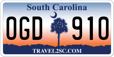 SC license plate OGD910