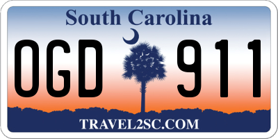 SC license plate OGD911