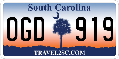SC license plate OGD919