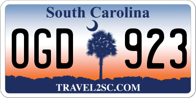 SC license plate OGD923